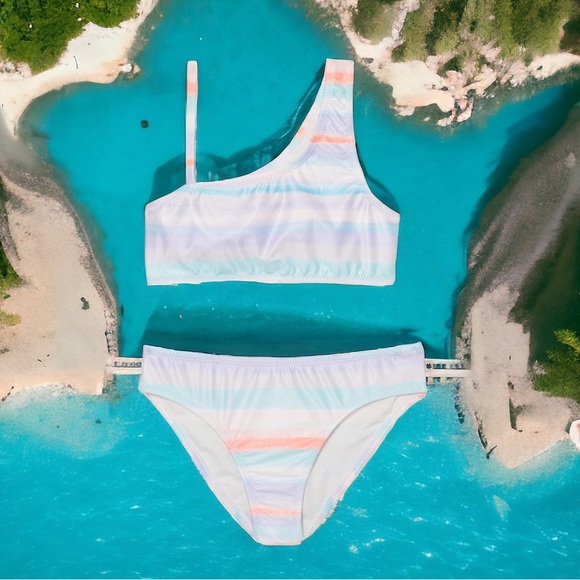 Lucky Brand 2-Piece Bikini Set Blue Tint, Size L (12/14) New w/Tag - Picture 9 of 9